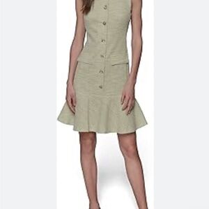 Karl lagerfeld Sleeveless Button Front Ruffled Hem Dress